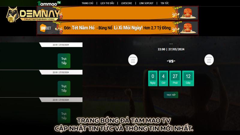 Trang bóng đá Tam Mao TV - Cập nhật tin tức và thông tin mới nhất.